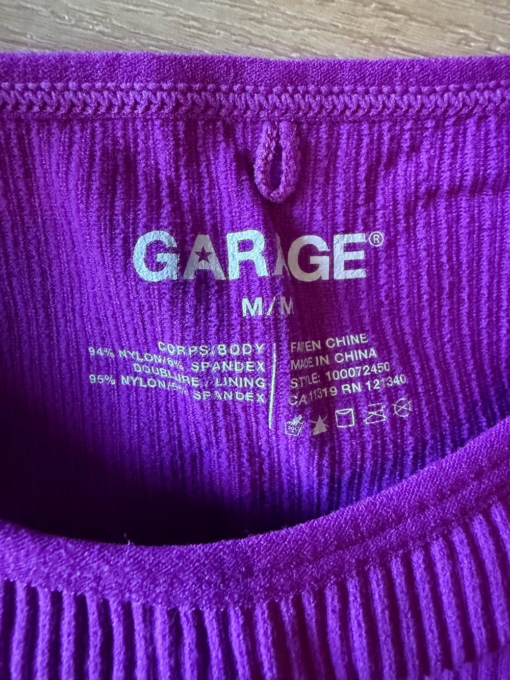 Garage Bright Purple Ribbed Racer Crop Tank Top Size M - Picture 3 of 5